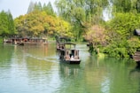 Traditional wooden boats gliding through the calm waters of Tam Coc in Ninh Binh