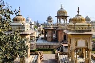 a view of a building with many domes on top of it