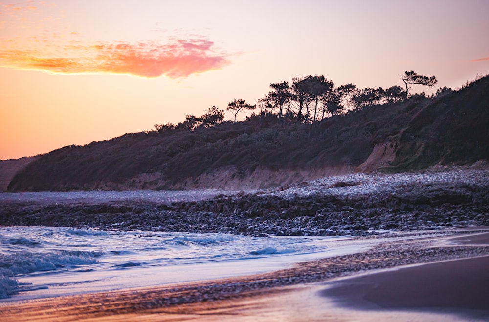 ein Strand mit Wellen, die ans Ufer kommen