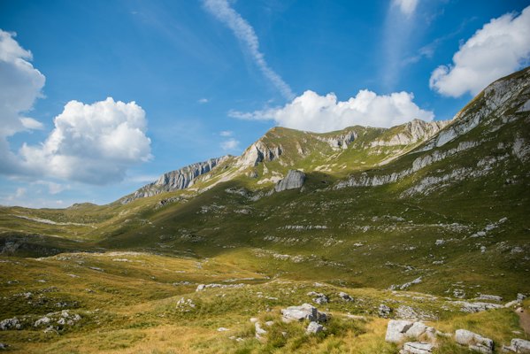 A view of a mountain range from a distance — Durmitor, Montenegro