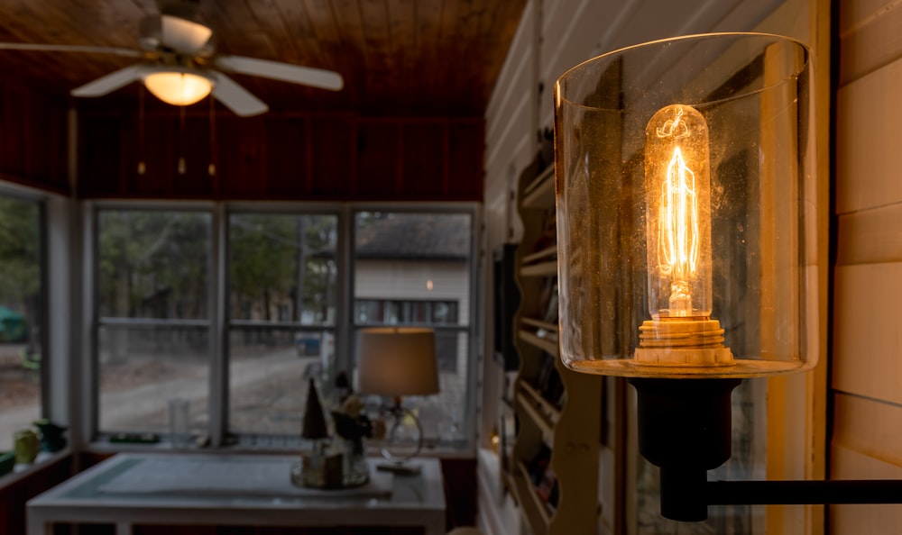 a light that is on a wall in a room