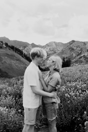 A beautiful photograph showcasing a romantic couple in a scenic location.