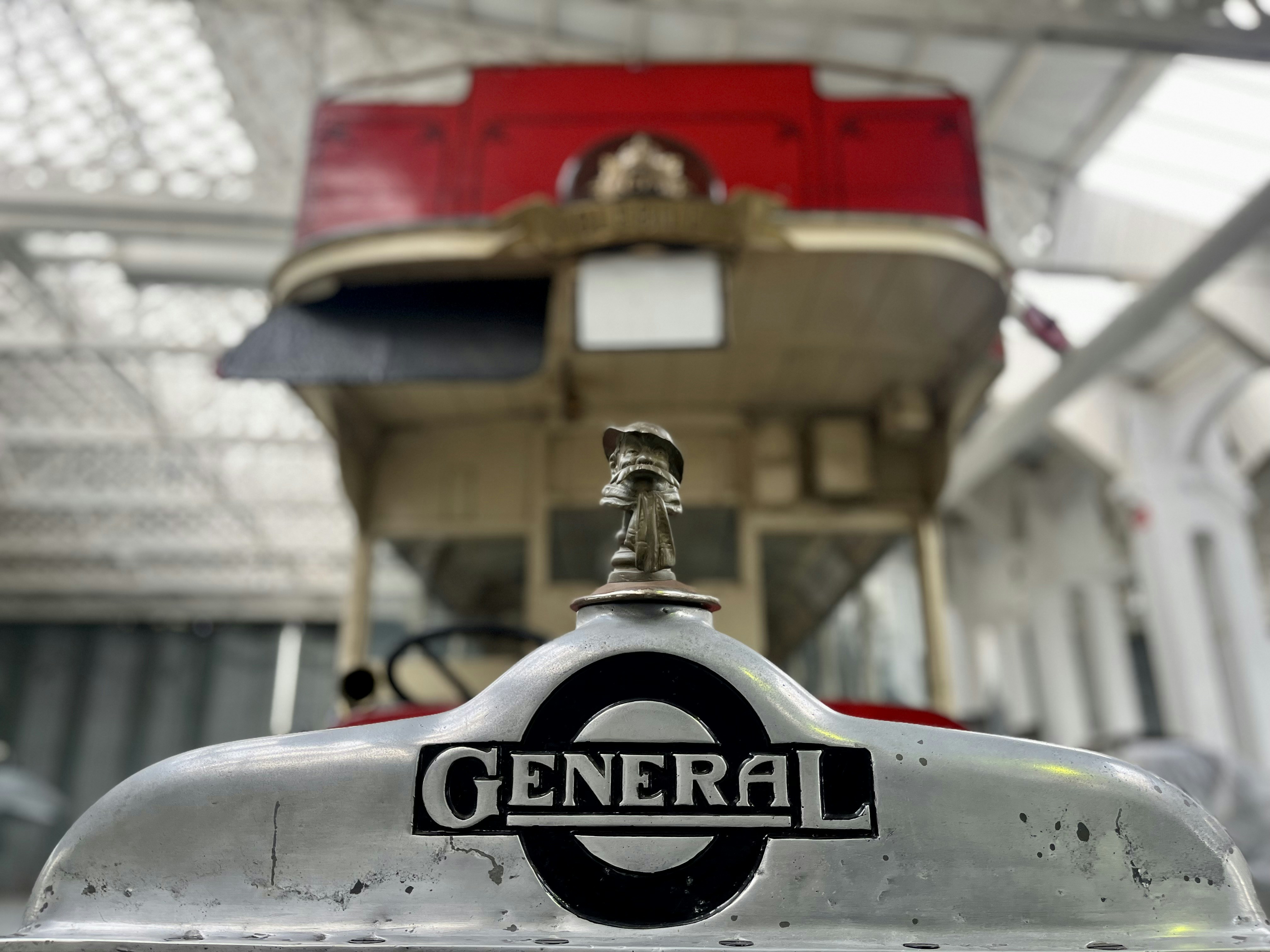 a close up of the logo on the front of a train