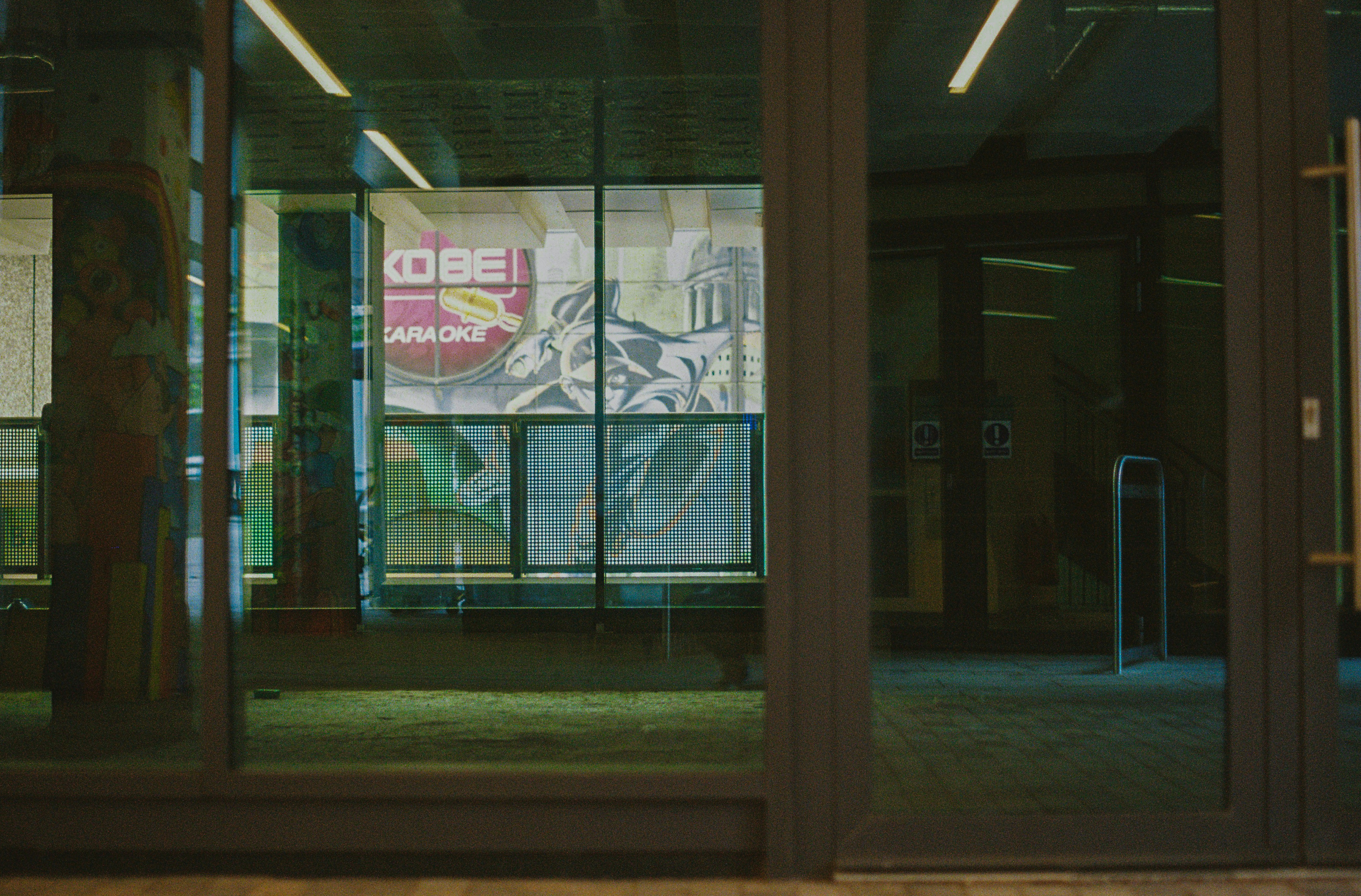Security film on glass doors in an office