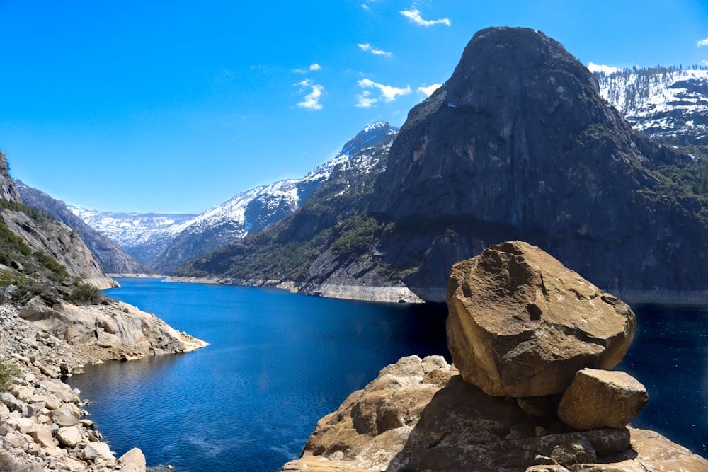 a large body of water surrounded by mountains