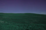 A wide shot of rolling green hills under a bright blue sky.