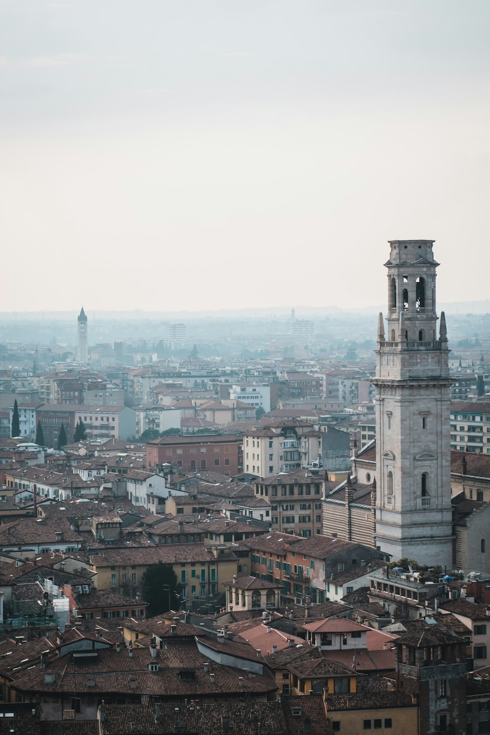 a view of a city with a clock tower