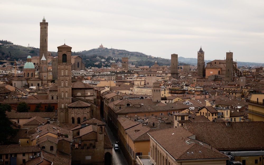 a view of a city with tall buildings