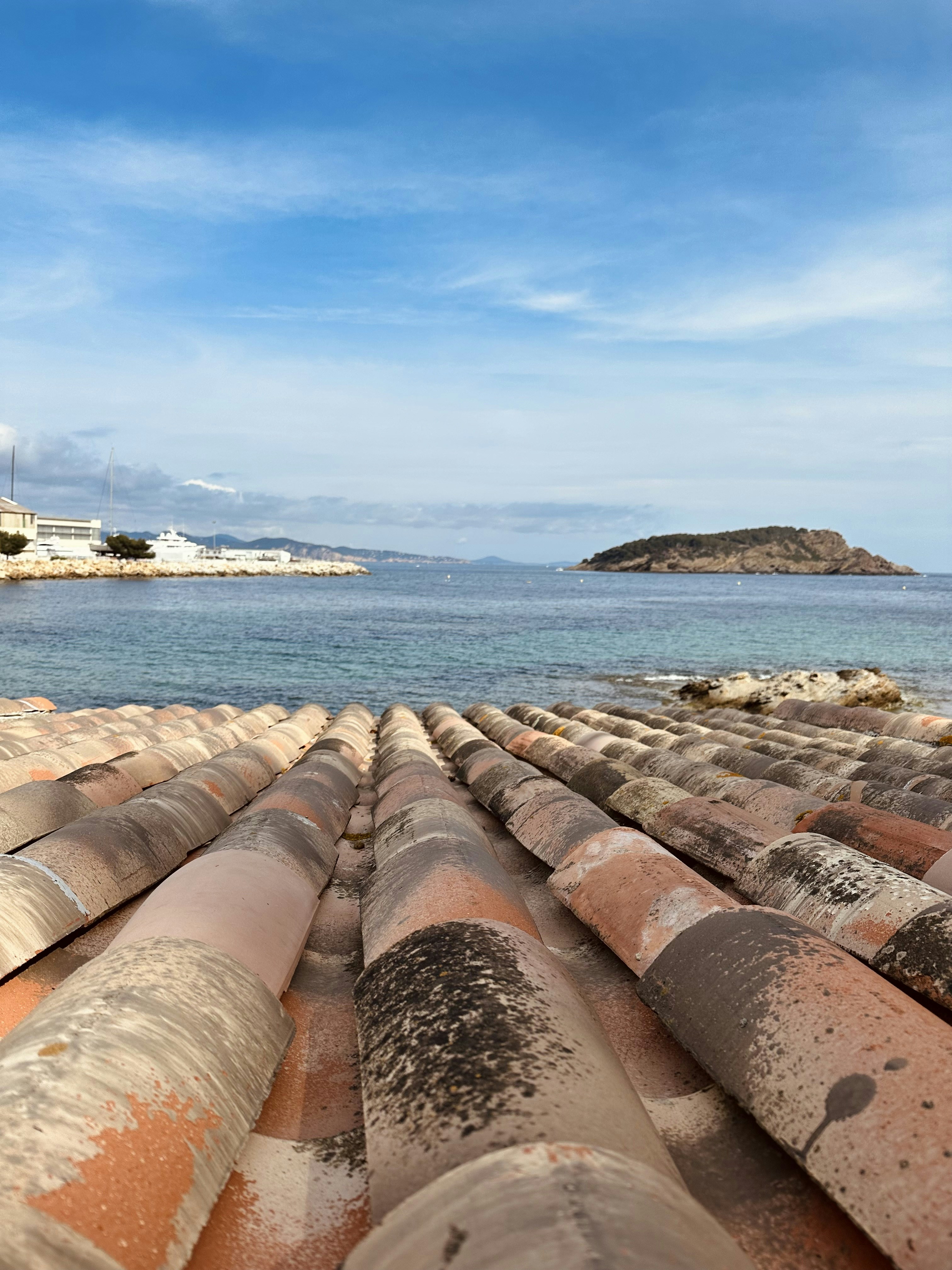 a view of a body of water from a roof