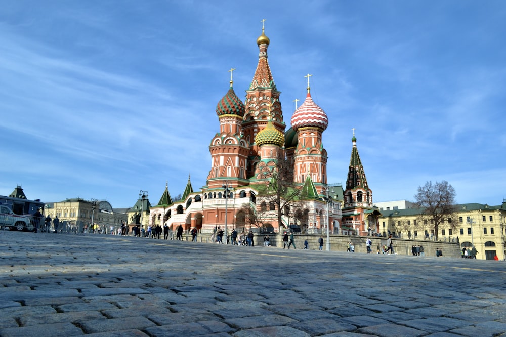 a large building with many spires on top of it