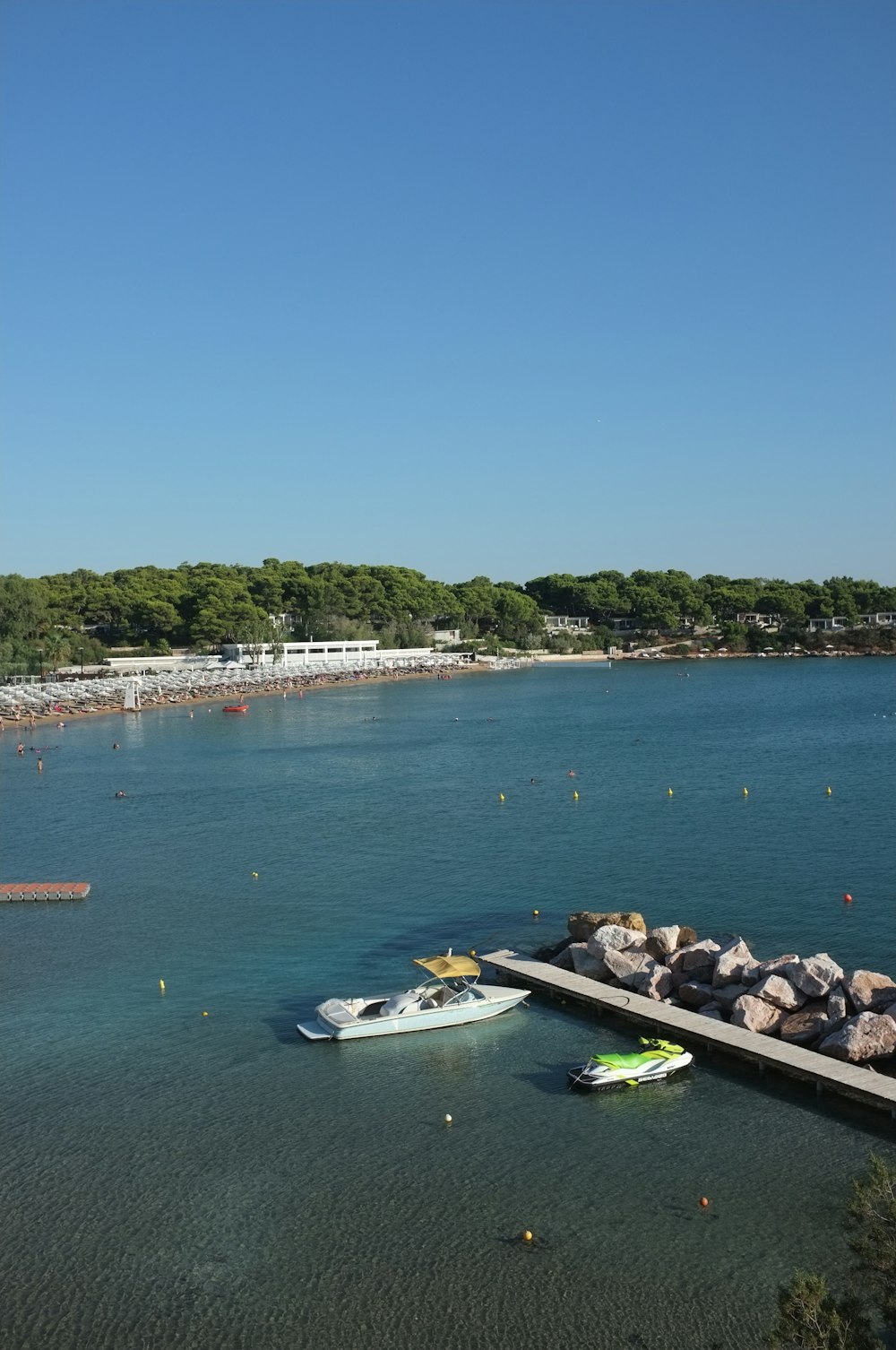 a large body of water with a boat in it