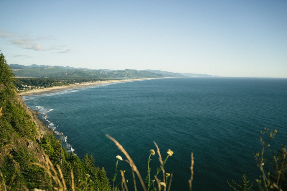 a view of the ocean from a cliff