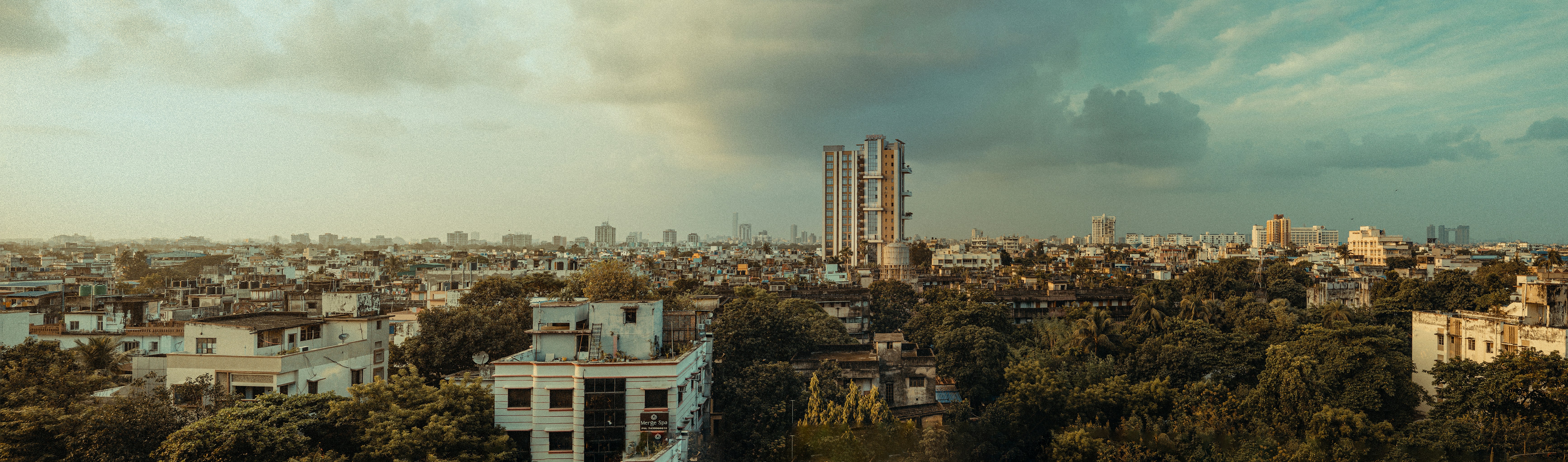 a view of a city from a tall building
