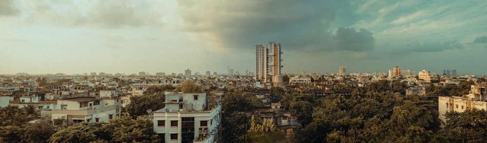 a view of a city from a tall building