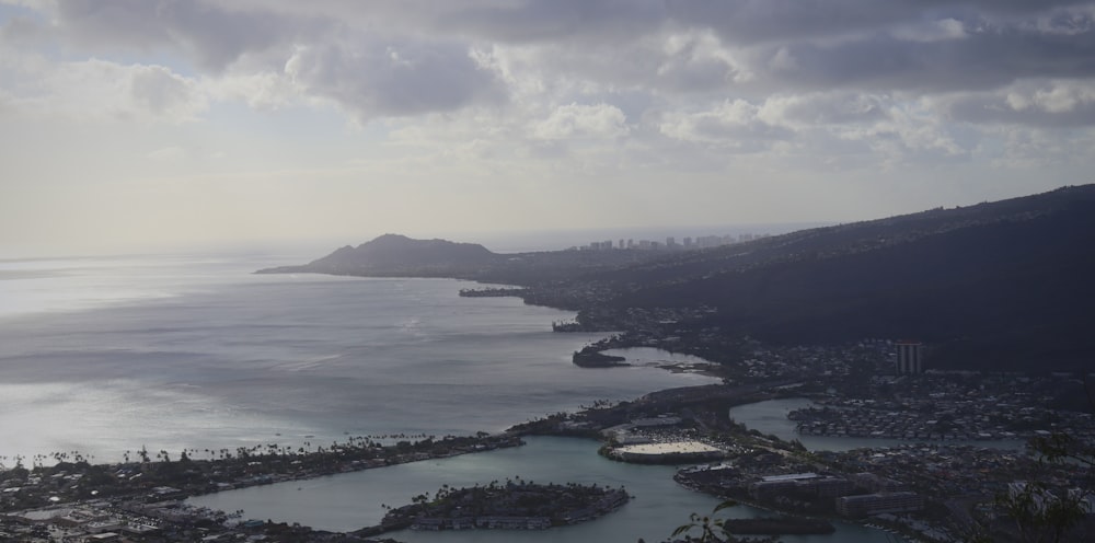 a large body of water surrounded by mountains