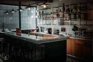 Shared kitchen area with clean counters and friendly atmosphere