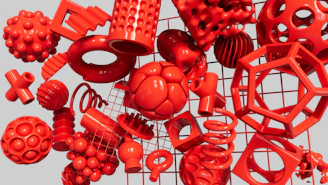 a bunch of red objects that are on a rack