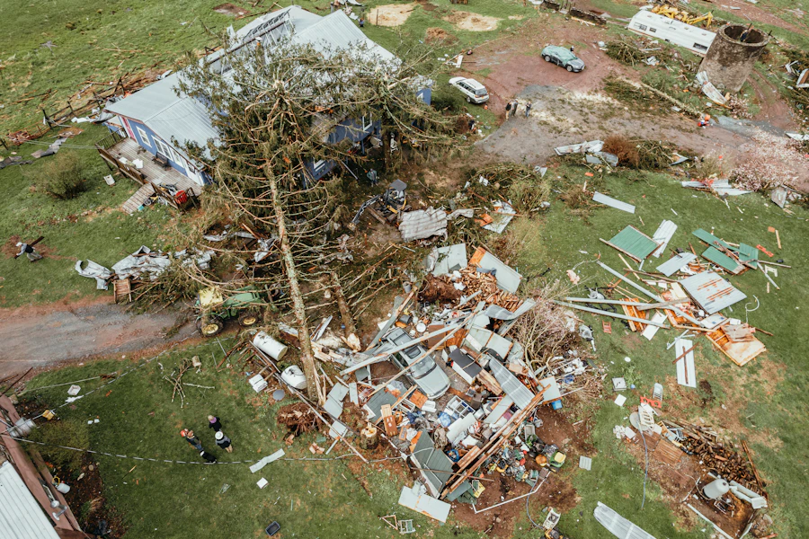 Home destroyed by a tornado showing severe storm damage requiring professional restoration in North Texas