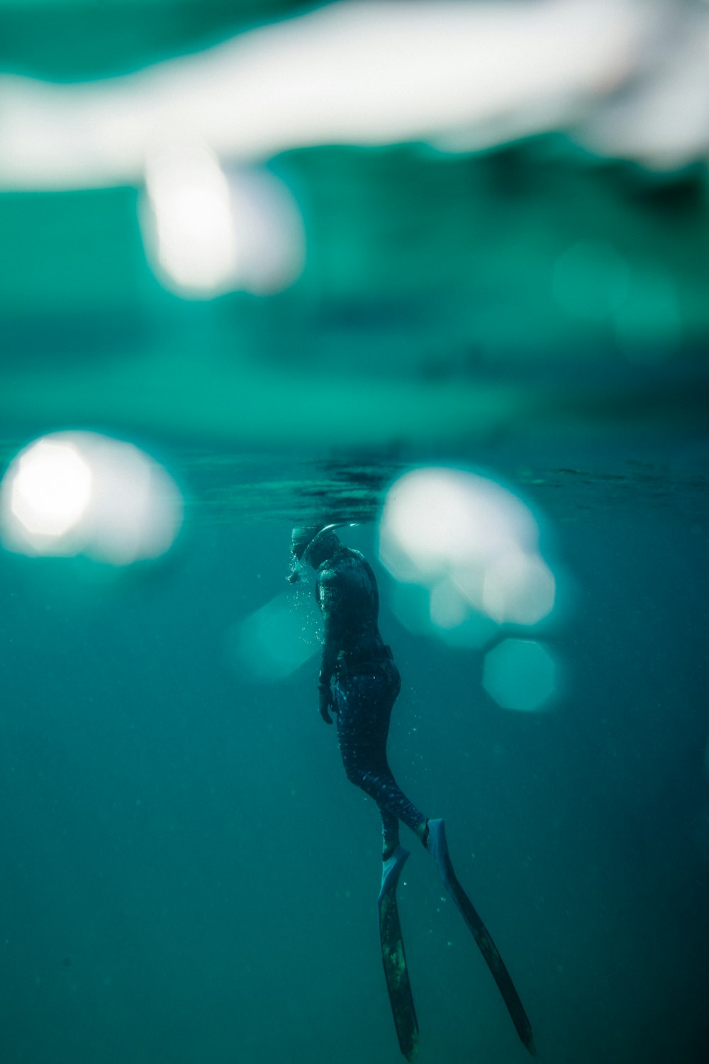 a person is swimming in the water