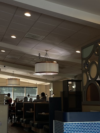 A cozy dining setup at Denny's with classic diner decor.