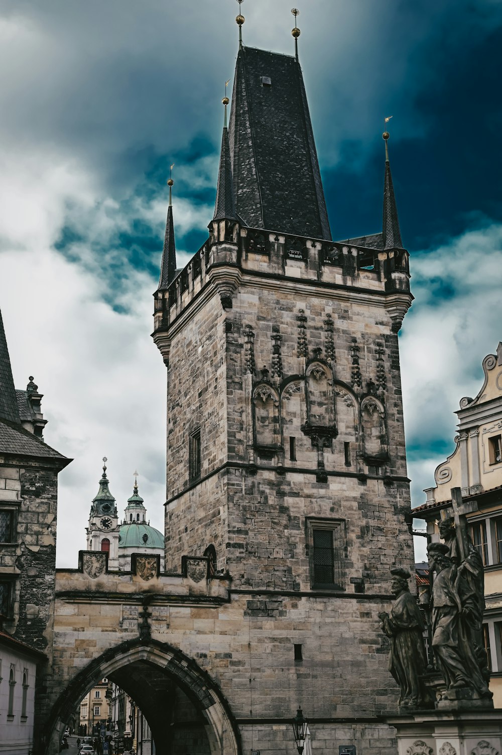 a tall tower with a clock on top of it