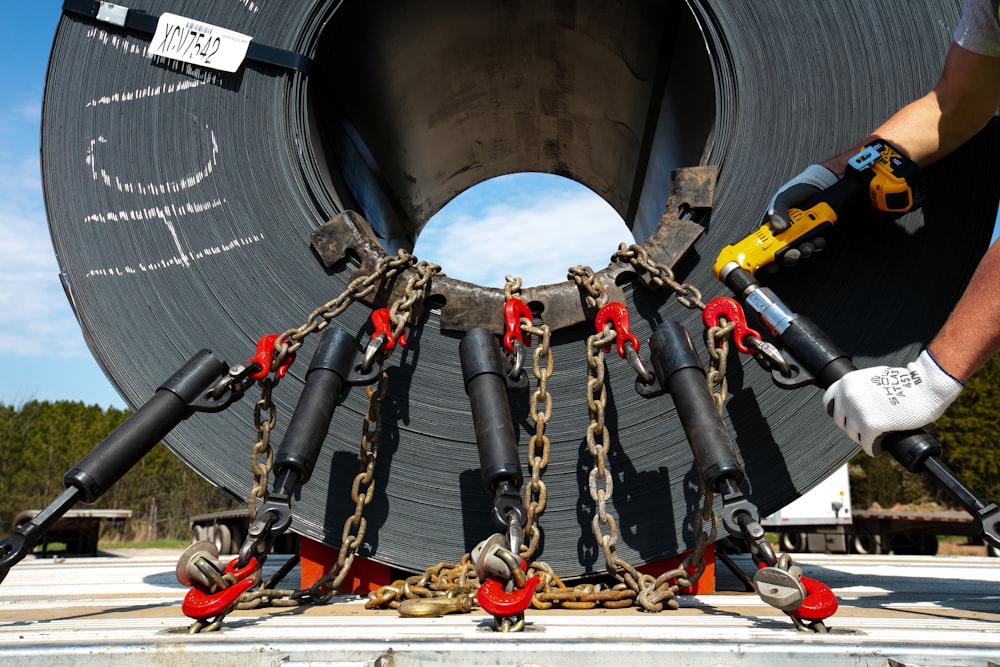 a man working on a large piece of equipment