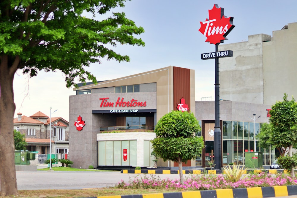 a building with a canadian flag on top of it