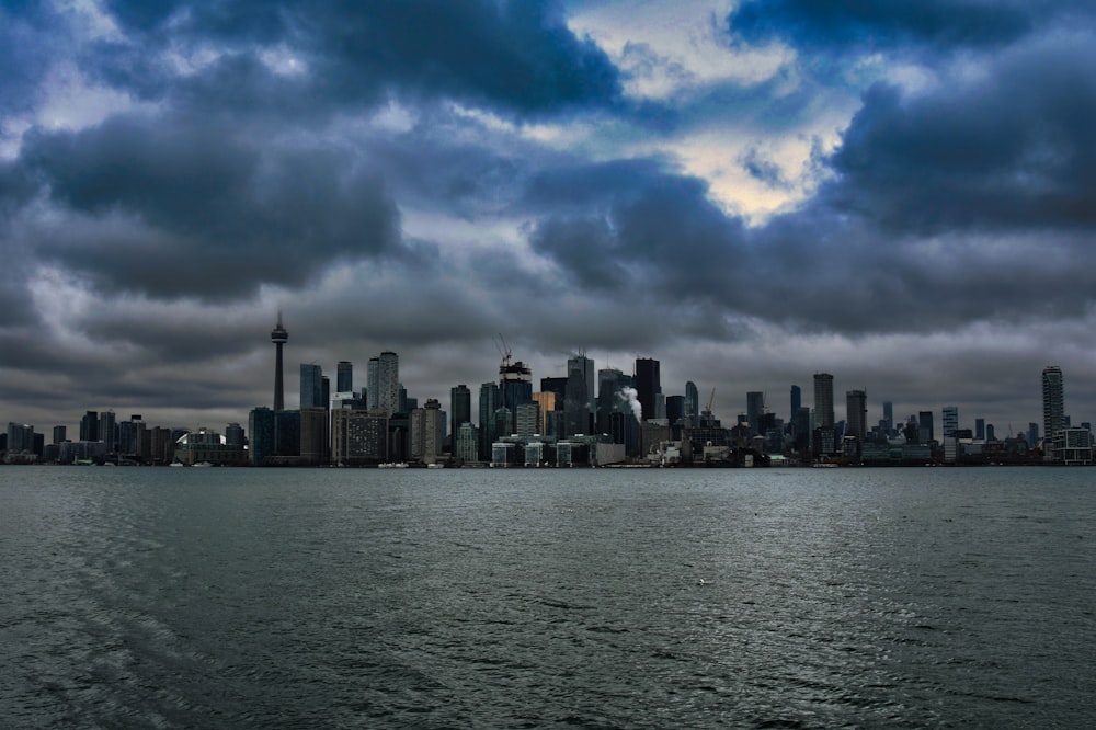 a view of a city skyline from a body of water