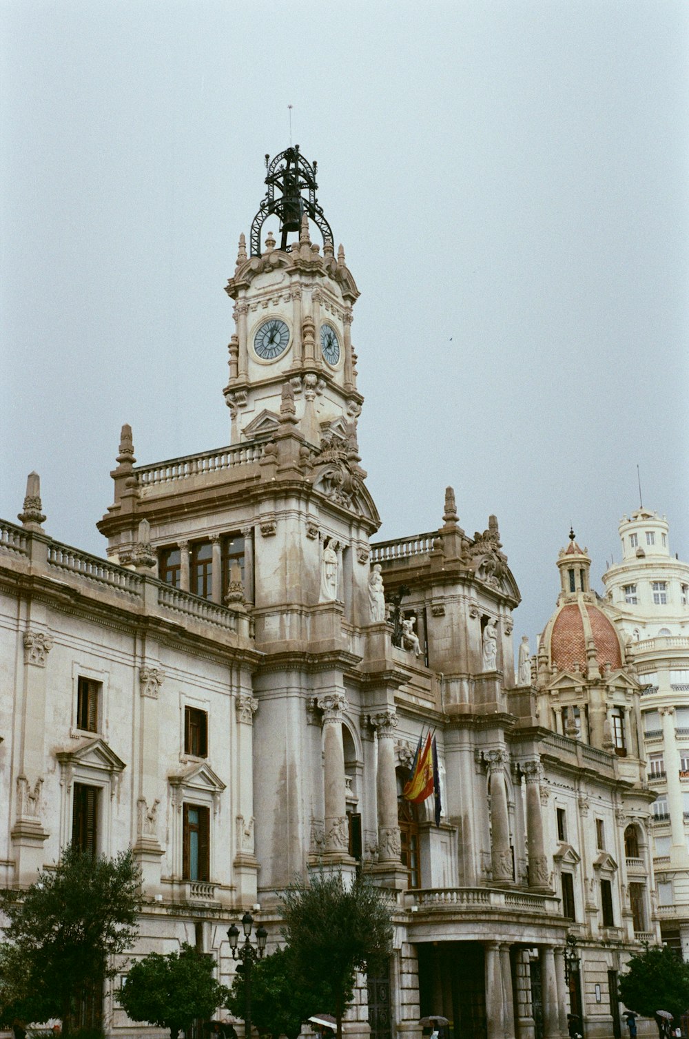 a large building with a clock on the top of it