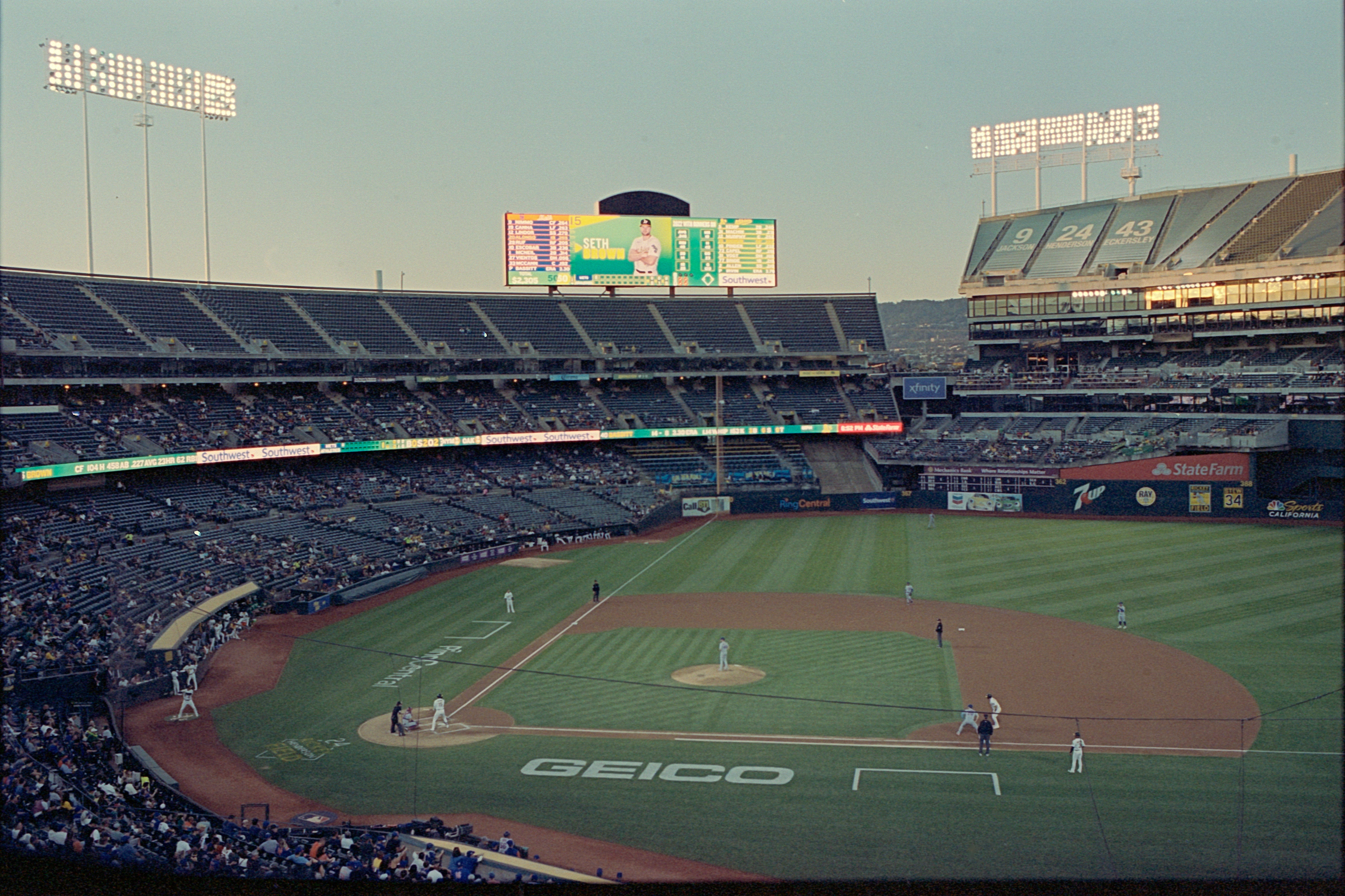 Packed stadium under the lights