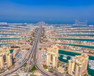 an aerial view of the city of abura