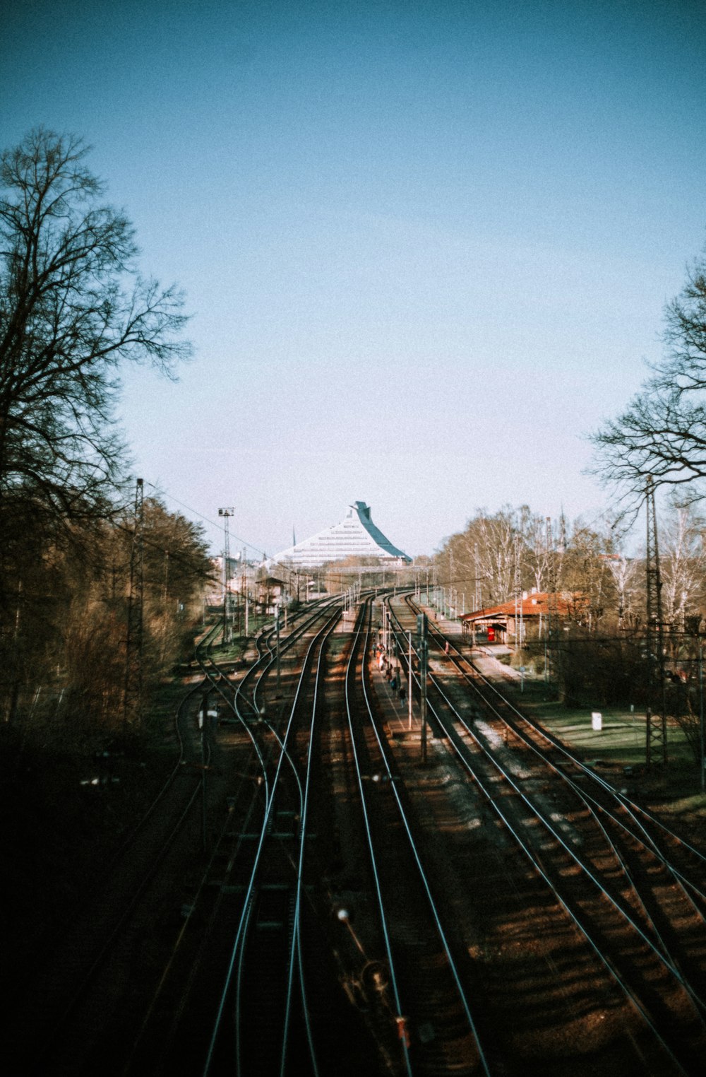a view of a train track from a distance
