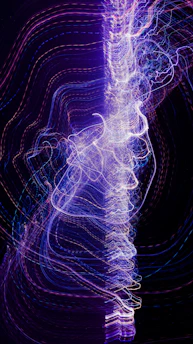 a blurry image of lines and shapes in purple and blue