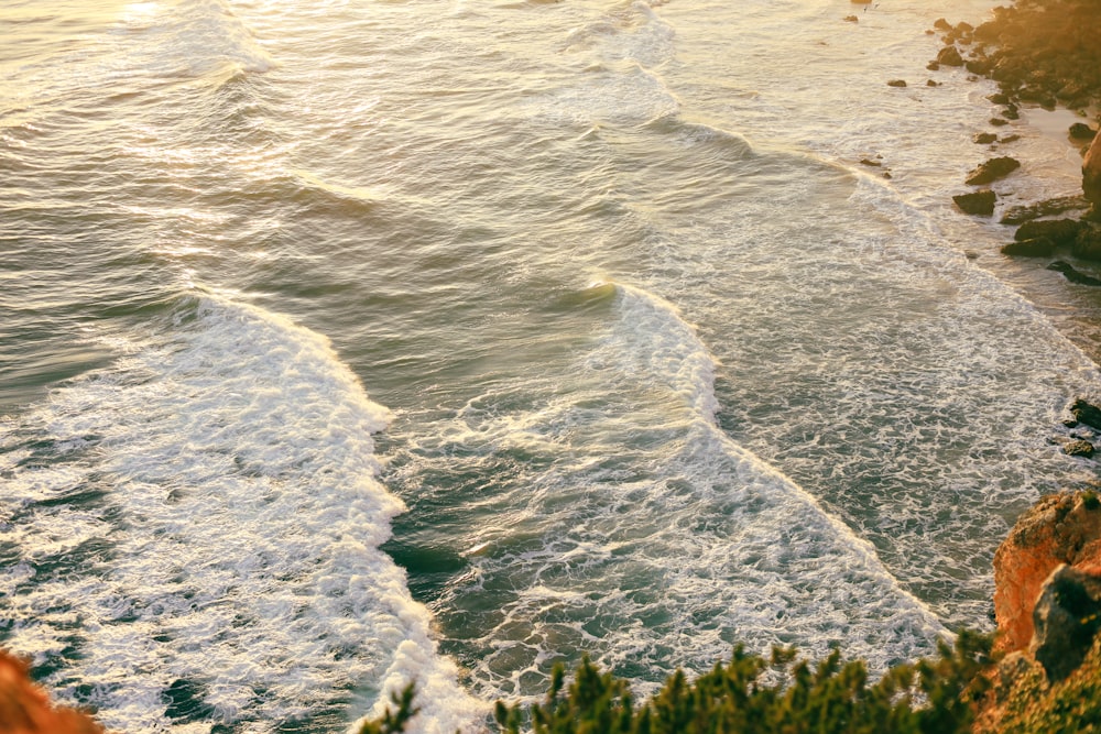 a view of the ocean from a cliff