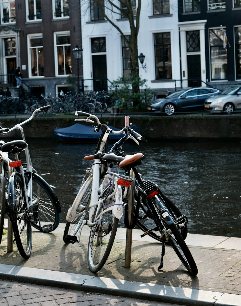 a couple of bikes parked next to each other