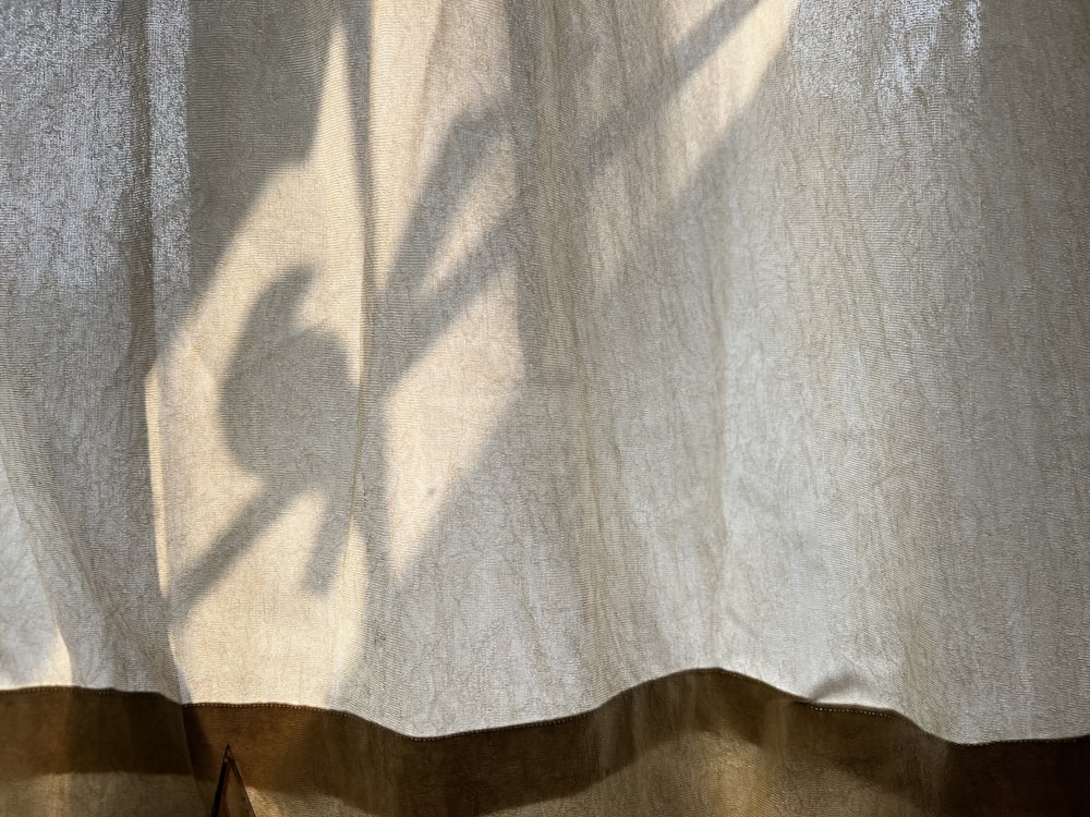 a shadow of a plant on a curtain