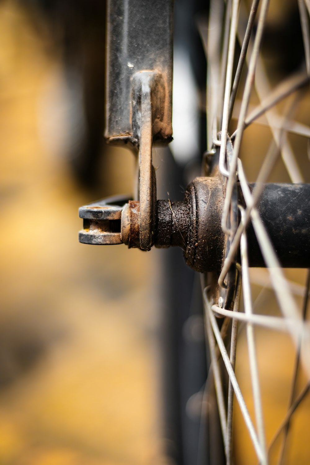 a close up of the spokes of a bicycle