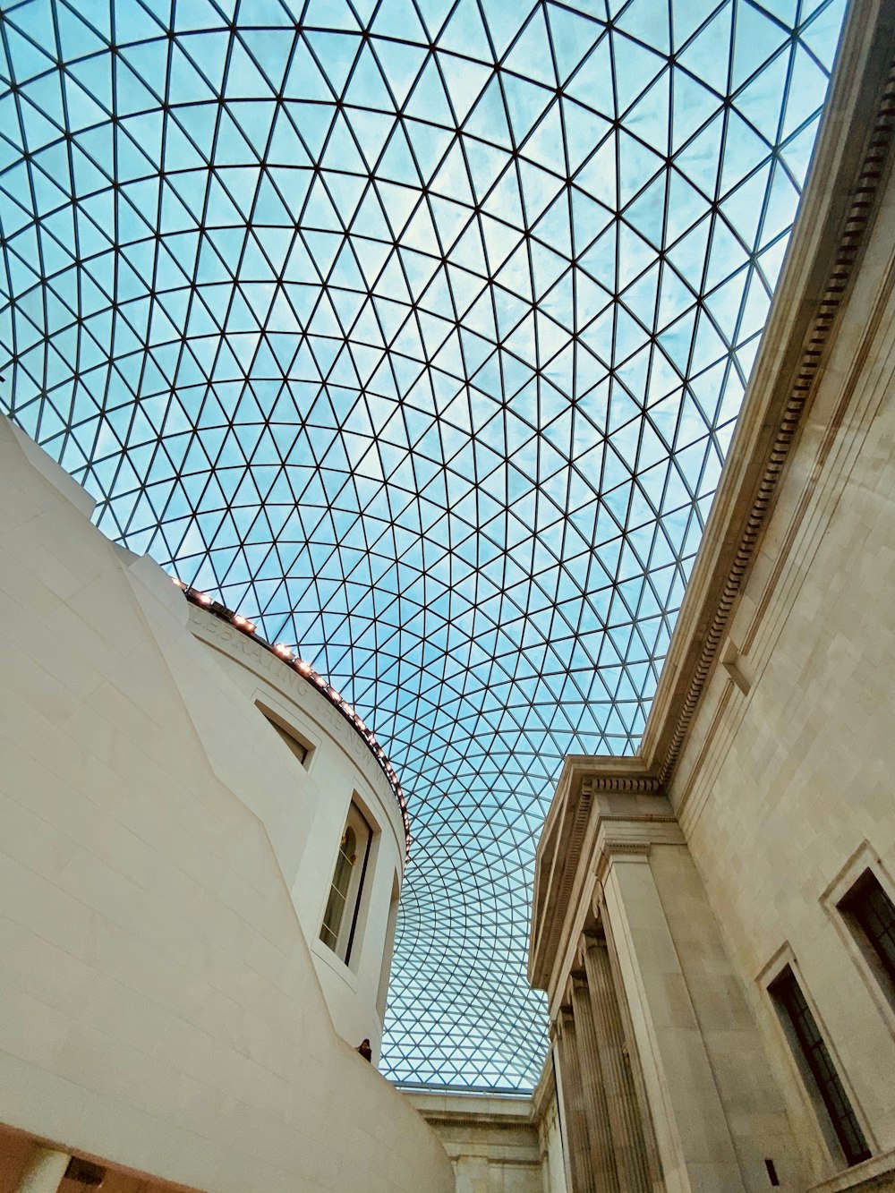 a view of a glass roof in a building