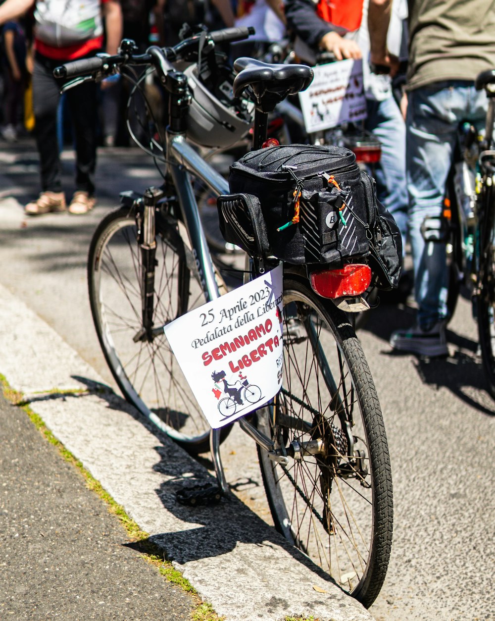 a bicycle parked on the side of the road