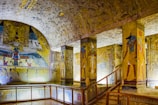 An ancient Egyptian tomb filled with artifacts.