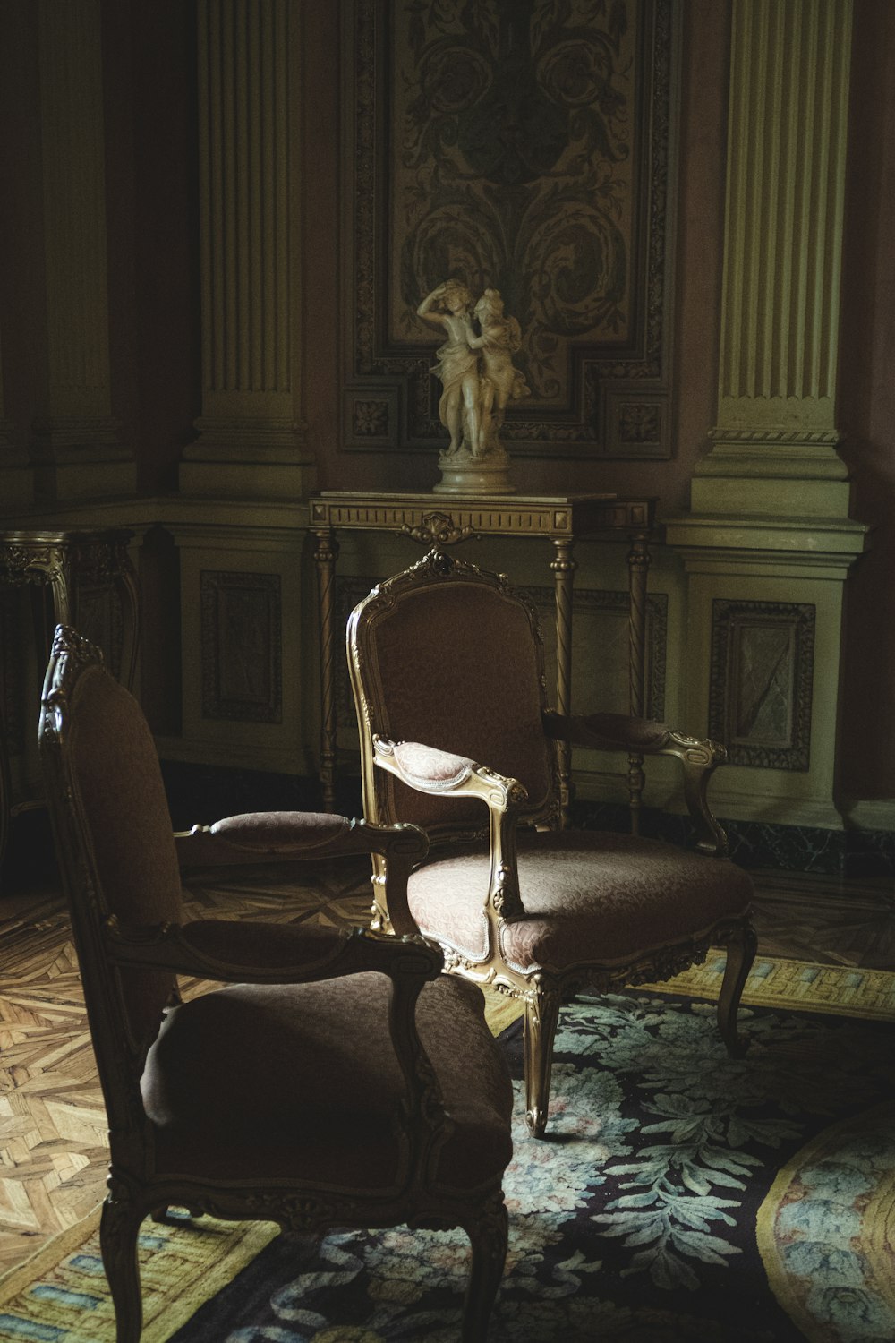 a chair and a table in a room