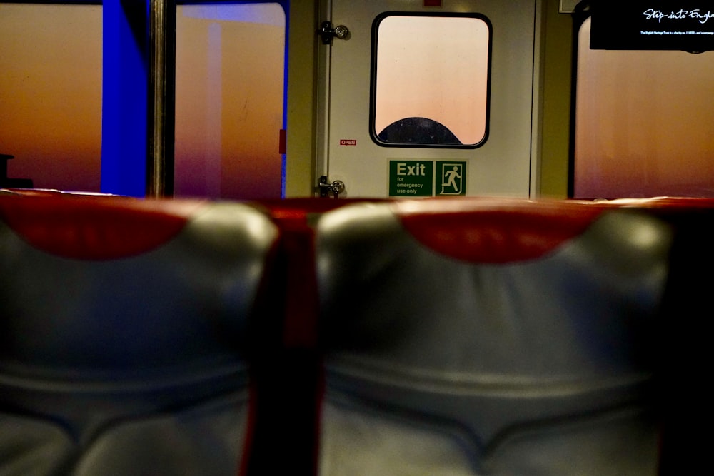 a view of the inside of a subway car