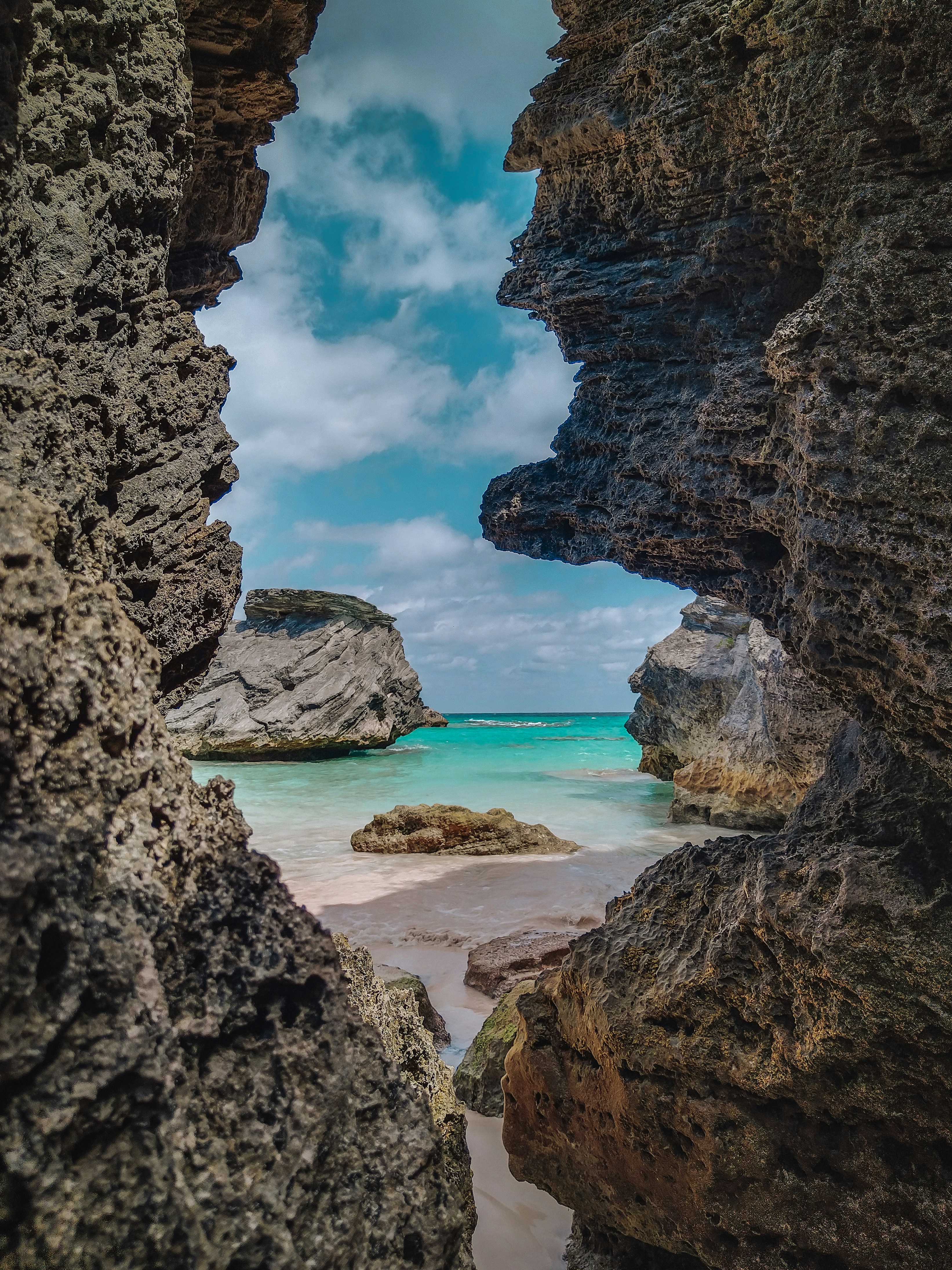 Rock formations on a beach in St. George
