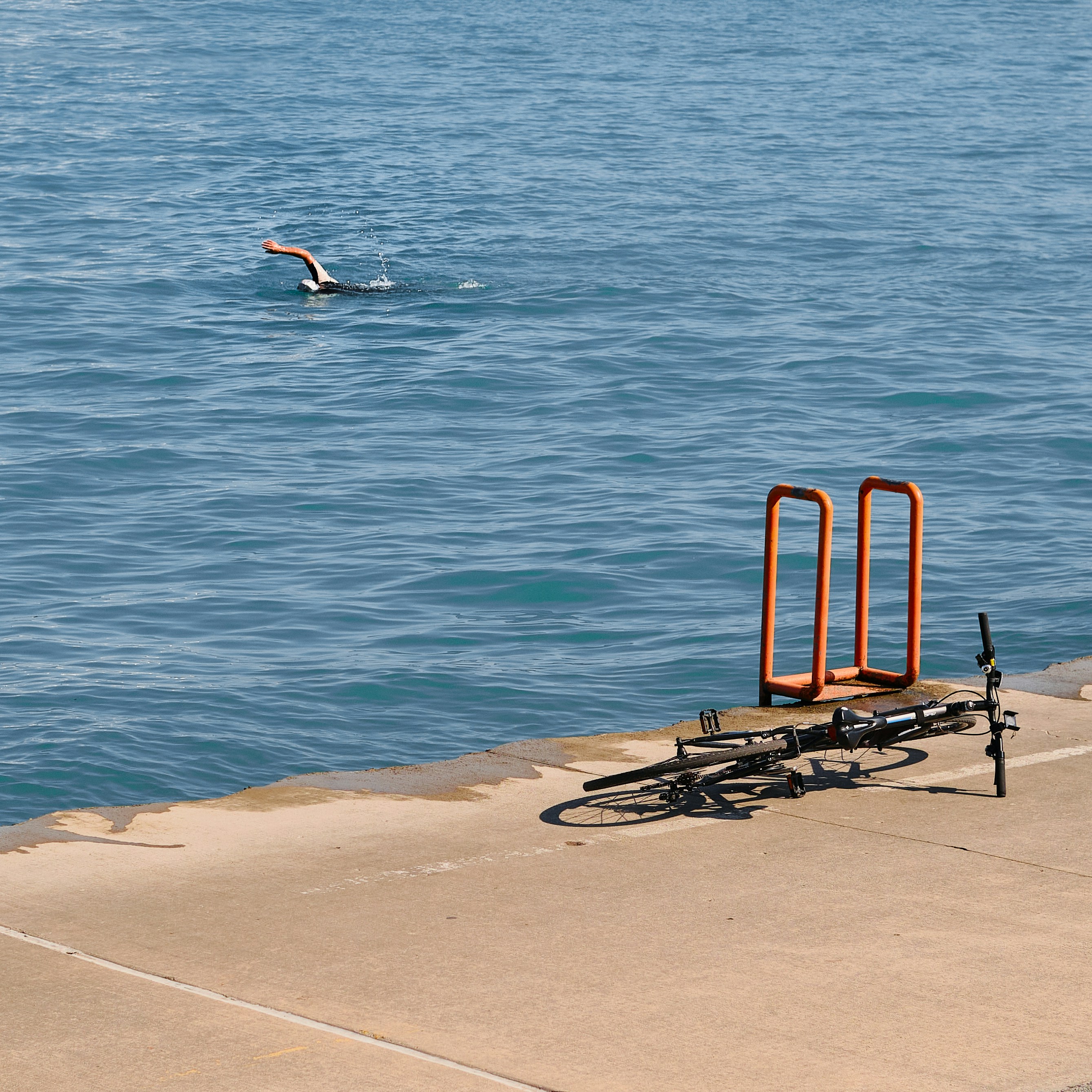 a person swimming in a body of water
