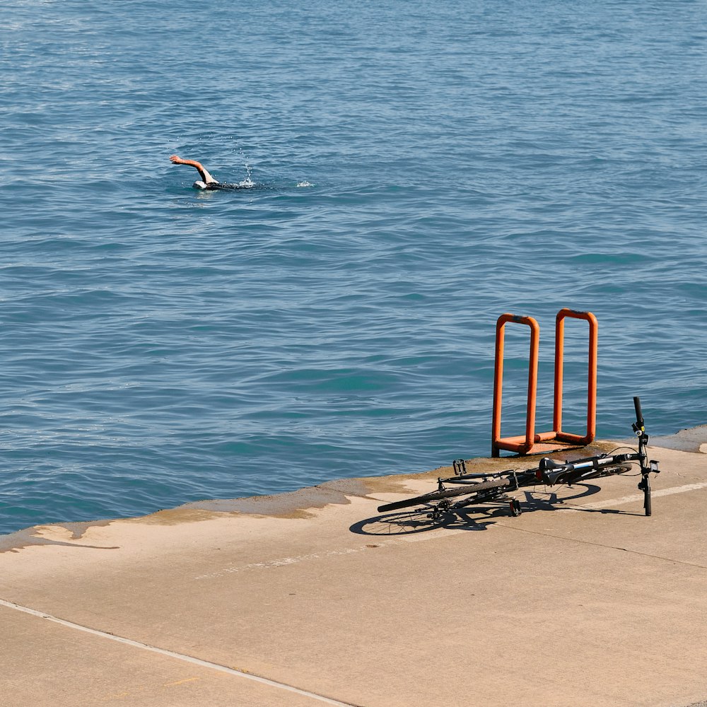 a person swimming in a body of water