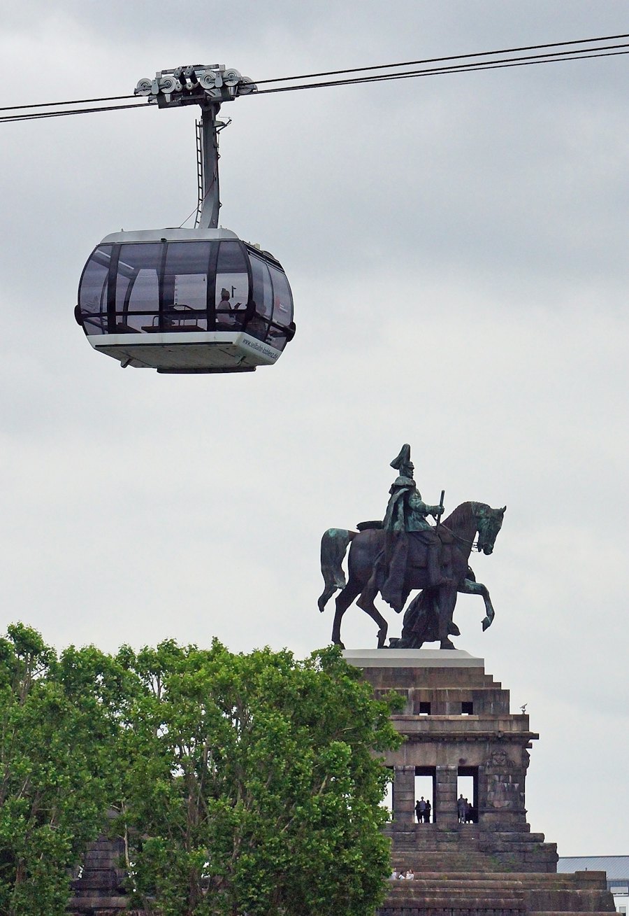 Cable car above the Deutsches Eck in Koblenz