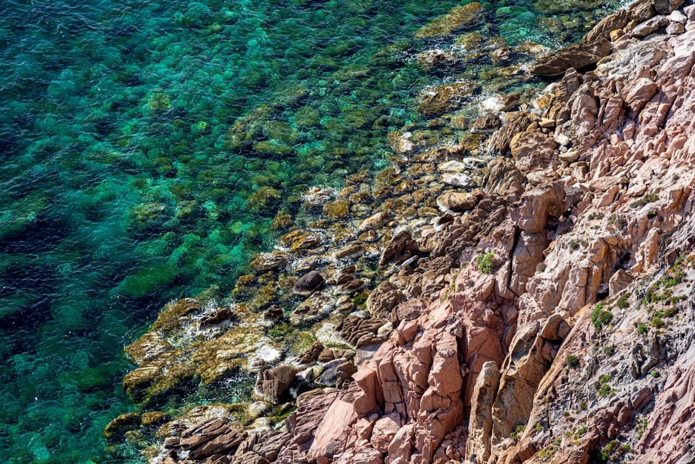 a view of the ocean from a cliff