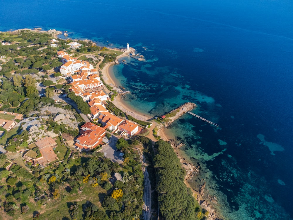 an aerial view of a small island in the middle of the ocean