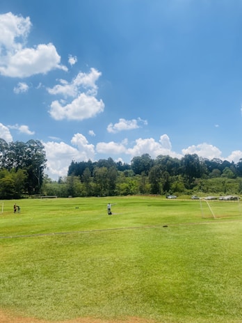 A team meeting outdoors reviewing land development plans on a sunny day.