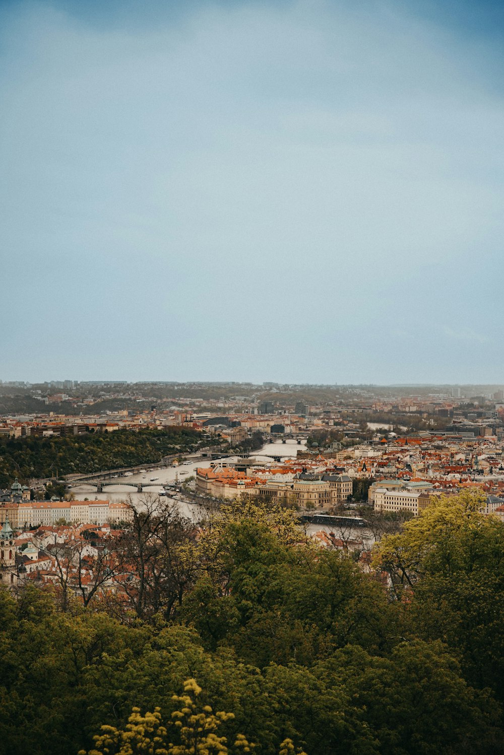 a view of a city from a hill